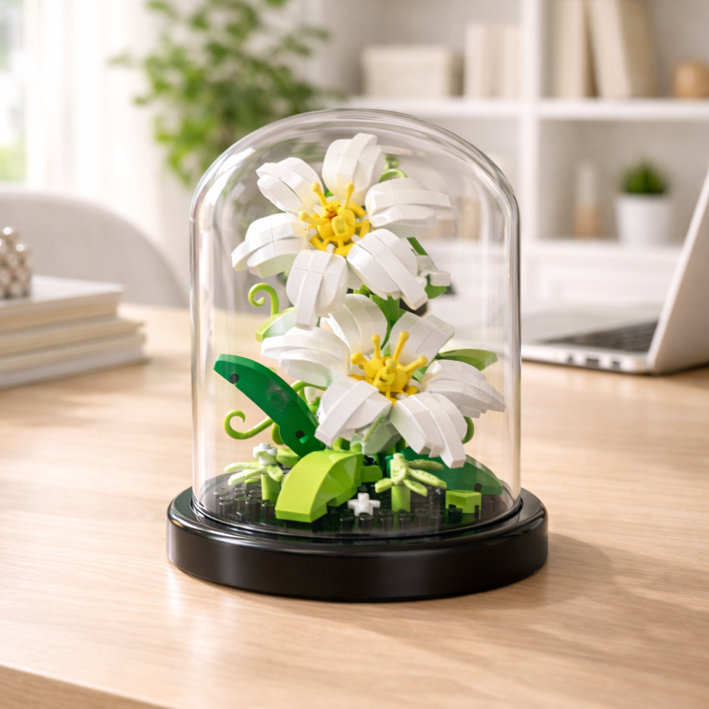 Lys blancs sous cloche